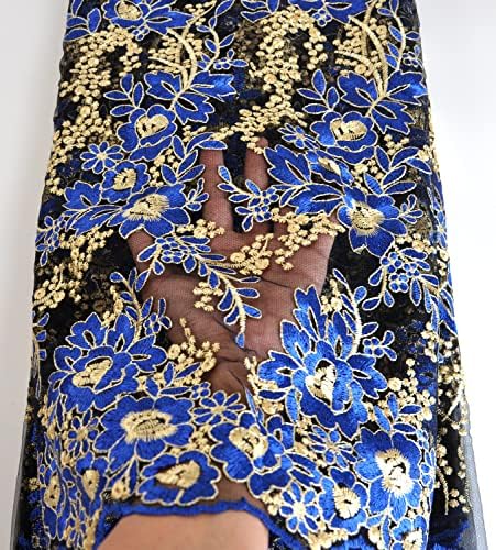 Afričke tkanine neto tkanine Nigerijska vezena čipkasta tkanina za zabavu 5 jardi 2203-1