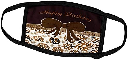 3drose Florene mašne i proslave trake - slika smeđe mašne za Sretan rođendan na Preplanulim pahuljicama-maske za lice