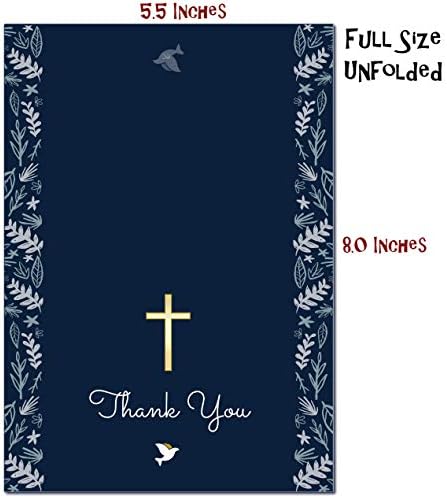 Christian Thank You Cards vjerske Katoličke priznanje Notes Navy Blue & amp; zlato Svete pričesti krštenje potvrda krštenje krštenje