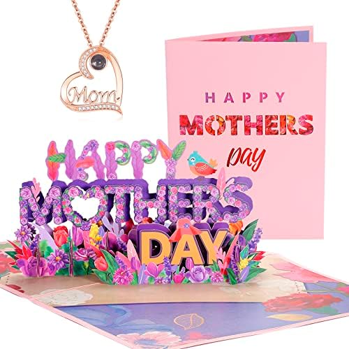Wullina Majčin dan Pop up kartica, najbolja mama, za majku, ženu, bilo koga - 6 x 8 poklopac-uključuje ogrlicu, kovertu i oznaku