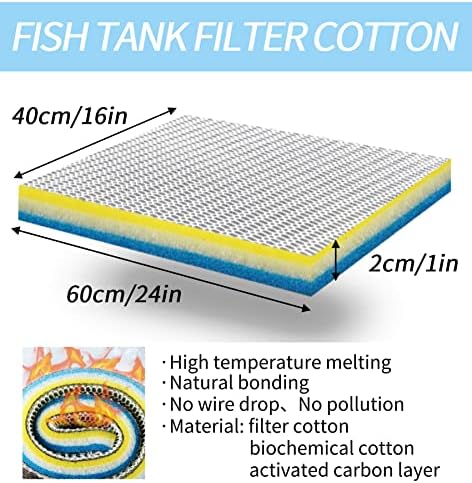 Yzexi akvarijumski filterski medij,9-slojna Filterska prostirka visoke gustine,unapređena boja za filtriranje akvarijuma 60x40cm /