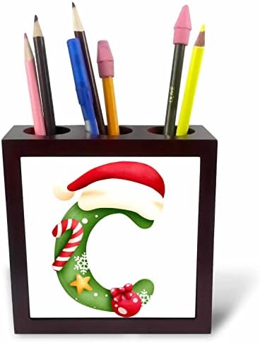 3drose slatki Božić ukrašeni zeleni Mjehurić Monogram početni držači olovke C - Tile