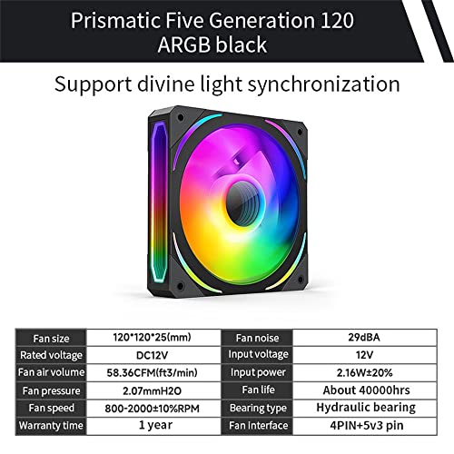 Prizma rezervoara za tresenje 120mm GEN5 adresabilni-RGB ventilator kućišta,višestruko beskonačno ogledalo RGB svetlosni efekat 5V