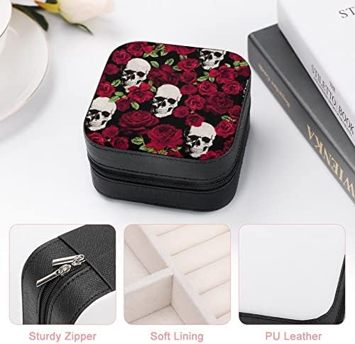Rose Skull Ženska premium Travel Mali nakit Box Ogrlica za pohranu Organizator za pohranu Mini-ekrana