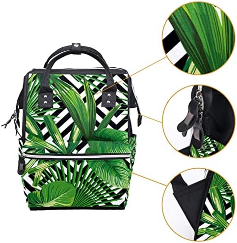 Guerotkr putni ruksak, torba za pelene, ruksačke vrećice pelena, tropsko lišće bilju uzorak crnih pruga