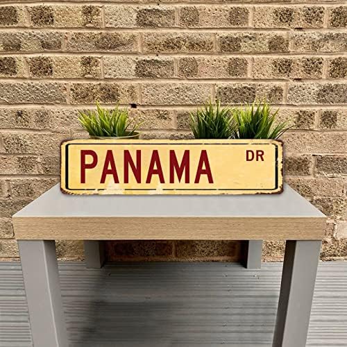 Panama Country Street Sign personaliziran vaš grad Vintage aluminijumski znak Panama DR WATERY LIGN za Farmhouse Term Store Zidni