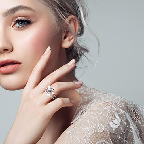 Prsten za žene Square Cubic cirkonijska bridalna prstena za ljuljanje Rhinestone Simulirani dijamantski pasijans vjenčani prsteni