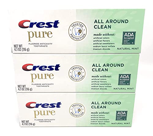 Crest Pure All Around Clean Fluoride Anticavity pasta za zube, napravljena bez vještačkih boja, ukusa ili zaslađivača - Natural Mint