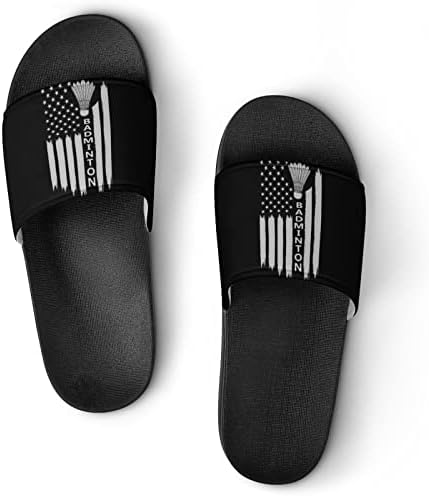 Badminton sa američkom zastavom PVC kućne papuče otvorene papuče papuče ravne neklizajuće sandale za domaću vanjsku plažu