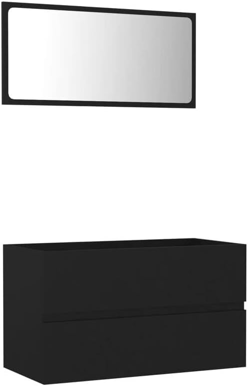 N / A 35.4 x 15.2 x 17.7 Kupaonice i kupaonica Ogledalo set ormarića sa ladicama crno-bijelo namještaj za kupaonice