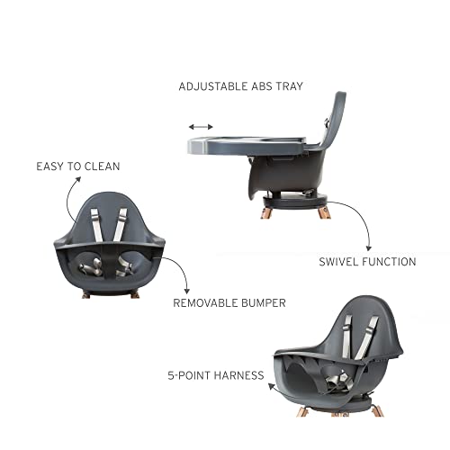 Childhome Evolu Jedan.80 ° visoka stolica, 2 u 1 Baby visoka stolica sa okretnom za 180°, prenosiva visoka stolica, podesiva visina