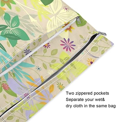 Kigai 2pcs Vodootporne vlažne torbe Šareno cvijeće koji se može koristiti za višekratnu upotrebu vlažnih suvih kesa s dvije patentne