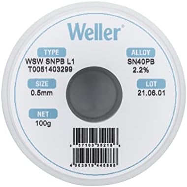Weller WSW SnPb Lemna žica, prečnik: 0.5 mm / 0.020 in, Wt: 100 g / 3.527 oz, Legura Sn60Pb40, sadržaj fluksa 2.2%