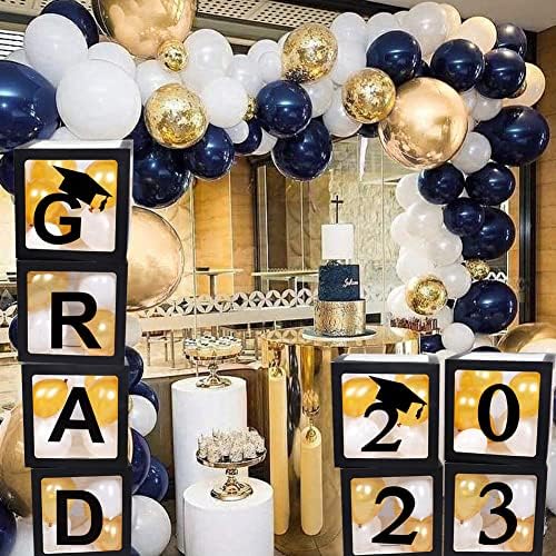 2023 dekoracije za diplomske zabave diplomirane balonske kutije, 4 komada crne balonske kutije sa slovima grada, 2023 za diplomske