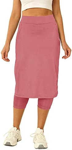 Aurgelmir ženska suknja za tenis sa Caprisom gamaše Golf Duljina koljena Skorts Atletic Long suknje za žene sa džepovima