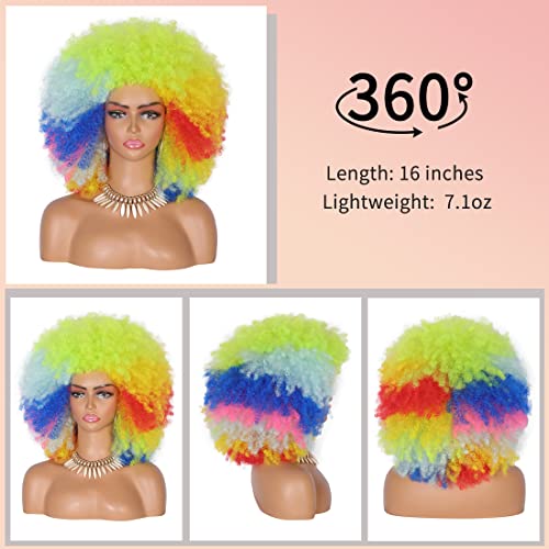 Kalyss 16 ženske duge Afro perike za crne žene 70-ih Afro Kinky Curly Rainbow perike velike odskočne i meke prirodnog izgleda Premium