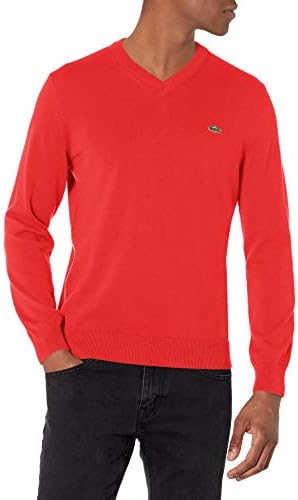 Lacoste muški dugih rukava Redovni fit V-izrez organski pamučni džemper