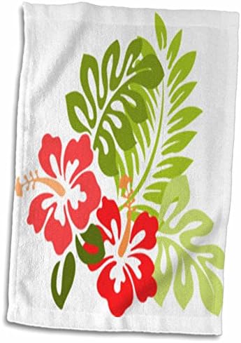 3D Rose Hawaiian Hibiscus n lišće Print TWL_41559_1 ručnik, 15 x 22