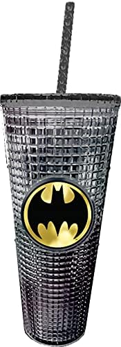 Spoontiques-Dijamantska čaša-čaša sa teksturom sa slamkom-izolovana sa dvostrukim zidom i bez BPA-20 Oz-Wonder Woman