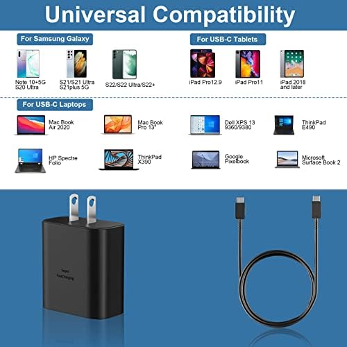 45W Samsung Super brzi USB C zidni Punjač sa 10ft Tip C dugim kablom za brzo punjenje za Samsung Galaxy S23 Ultra/S23 / S22 Ultra