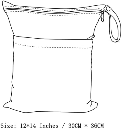 Alitopo 2pcs pelene mokre suhe kese, vodootporna mokra torba s dva džepa sa zatvaračem, pranje, za višekratnu upotrebu za putovanja,