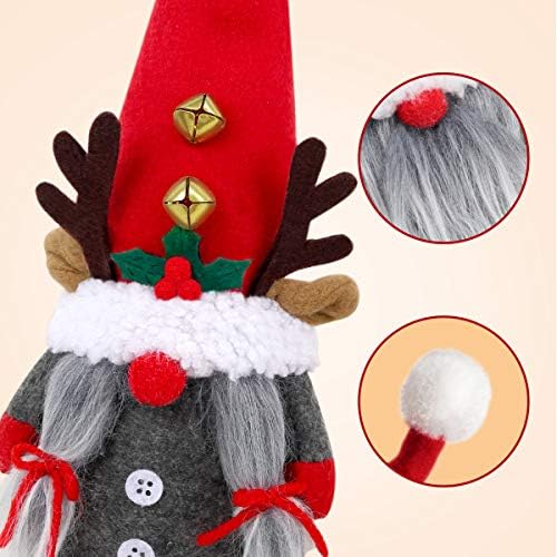 D-FANTIX 2Pack Reindeer Božićni gnomi pliša s zvonom, ručno rađena švedska Tontte Santa skandinavska figurica Nordic Plish Elf Lutka