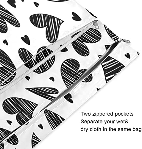 Kigai 2pcs Vodootporne vlažne torbe umjetno srce uzorak koji se može pratiti za višekratnu upotrebu vlažnih suvih kesa s dvije patentne