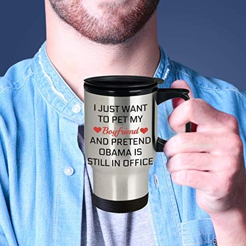 Liberalna putna čaša Obama šolja demokratske šalice Pet moj dečko poklon za demokrate Ljubitelj poklon za liberali 14 oz Srebrni kup