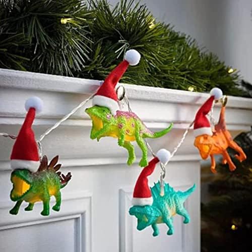 10 LED svjetla za dinosauruse dekor soba za dječake Božićne potrepštine za zabavu Dinosaurus svjetla na baterije za šator vrtna terasa