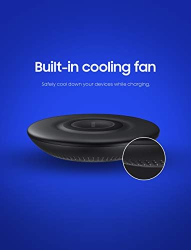 Samsung Qi Certified Fast Charge Wireless Charger Pad sa ventilatorom za hlađenje za Galaxy telefone, satove i Apple iPhone uređaje
