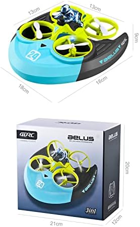 XIAOKEKE Mini Drone za djecu i Adlults, 3 u 1 Water Land Air Flight RC brod/automobil/Drone, 2.4 Ghz RC Quadcopter sa 3D Flips, režim