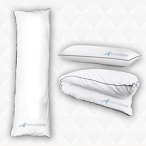 Arrowzoom Dragon Dash Super Soft 62 x 19,6 inča Bijeli odmor Deluxe jastuk za tijelo zagrljaj unutrašnjim jastučićem