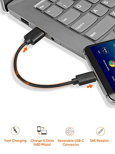 CableCreation kratki USB na USB C kabl 0.5 FT, USB a na USB C 3A brzo punjenje, kratki USB C kabl 480mbps za Power Bank Galaxy S23