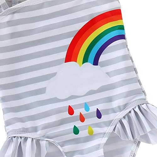 Defahn Toddler Djevojčice Djevojke Djevojke jednodijelno kupaće kostime Rainbow Stripe ruffle Bačići bikini za blizance, 2 pakovanje