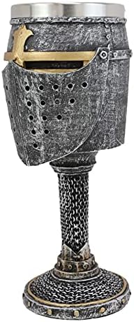 Ebros Medieval Renaissance Crusader Vitez krstaškog odijela oklopa Helm Drinkware Serveware sa izvajanom ručkom za lančanu poštu Stem