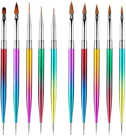 GFHLP 5kom / Set Nail Art Dotting Painting Pen Gel akrilni crtež Carving Liner Brush Alati 2 načina manikura DIY alat