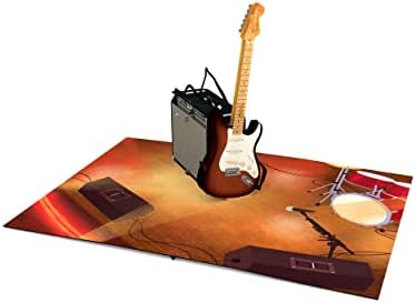 Liif električna gitara 3D pozdravna pop up kartica, glazbenska gitarska rođendana, glazbeni ljubavnik, bas gitara, hvala, rock n roll,