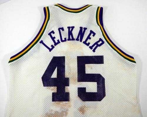 1988-89 Utah Jazz Eric Leckner 45 Igra Polovni bijeli dres Rookie Godina DP07989 - NBA igra koja se koristi