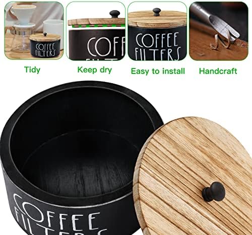 Držač filtera za kafu, drvena posuda za skladištenje filtera za kafu dispenzer filtera za kafu sa poklopcem, Organizator pribora za