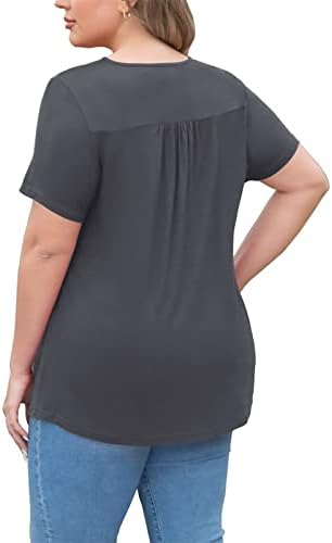 Ženski 3x Plus Size vrhovi i bluze Oversize ljetni gornji kratki rukavi čipkasta Plisirana košulja Tunic Top Plus Size 2fer