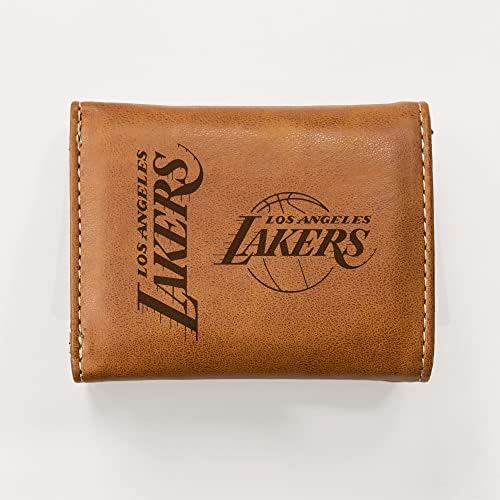 Rico Industries NBA Los Angeles Lakers muški Trifold Brown novčanik - Premium 9 džepni Laser-ugravirani Logo tima na veganskoj koži