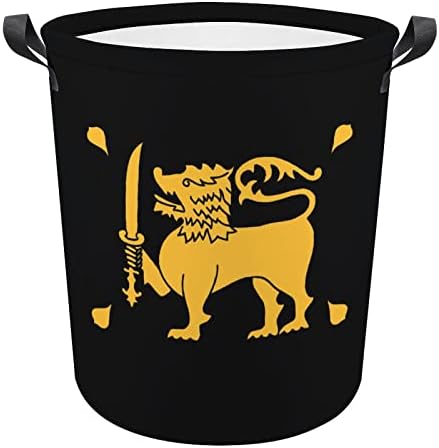 Šri Lanka Zastava Logo okrugla korpa za veš sklopive vodootporne korpe za prljavu odeću sa ručkama torba za odlaganje kante za pranje