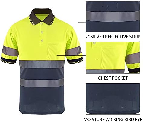 Zuja Sigurnost Hi Vis Polo Majice kratkih rukava Muškarci Zaštitna radna odjeća