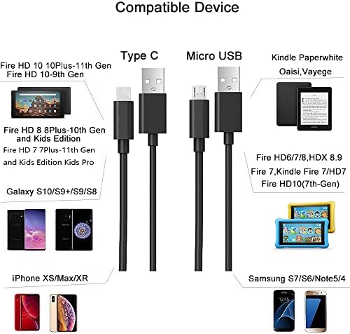 10w Adapter za struju Tablet brzi punjač sa 6.5 Ft USB C i Micro USB kablom za punjenje Fire HD Tablet i Kids Pro