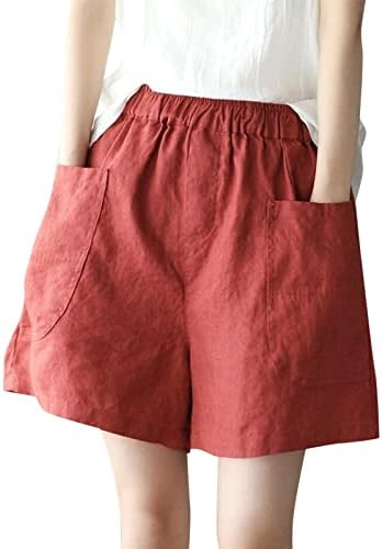 Miashui kompresijske kratke ženske elastične kratke ženske pantalone od punog pamuka džepni struk labave pantalone ženske kratke hlače