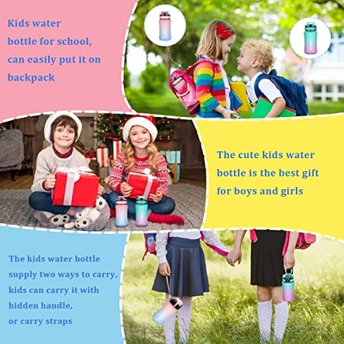 GOPPUS Dječija flaša za vodu sa poklopcem od slame 10kom naljepnice 12/17 oz nepropusni BPA Besplatni motivacijski Marker vremena