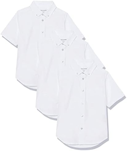 Essentials Boys uniforma kratkih rukava tkane rastezljive Poplin košulje na dugmad, pakovanje od 3 komada
