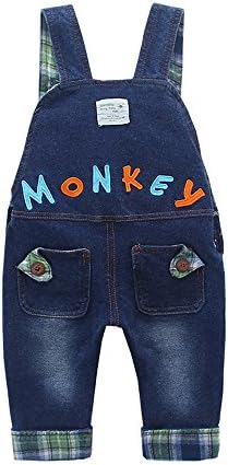 KidsKool Space Baby Boy Girl Jean Generals, Toddler Denim 3D Monkey Outfit