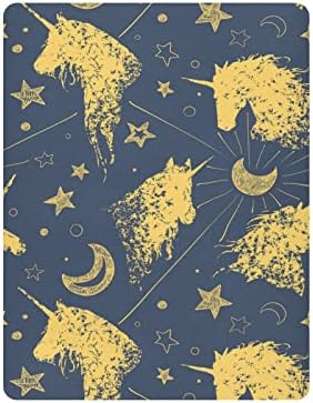 Alaza Unicorn Moon Stars Crib listovi opremljeni bassinet list za dječake Djevojke Djevojke Toddler, mini veličine 39 x 27 x