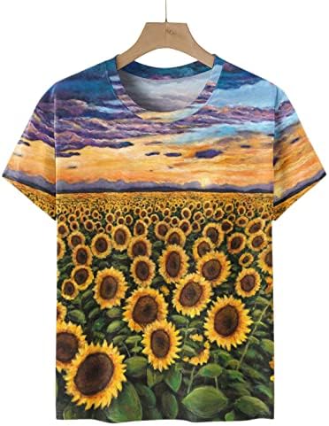 Dame kratki rukav pamuk CrewNeck Brod grafički grafički suncokret za ispis cvjetni casual top majica majica TEEN Girls